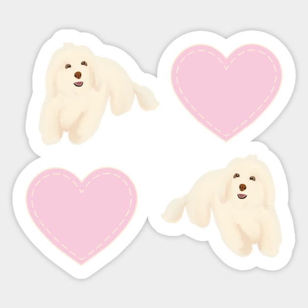 Fluffy Maltipoo Pattern Sticker by PatternbyNOK